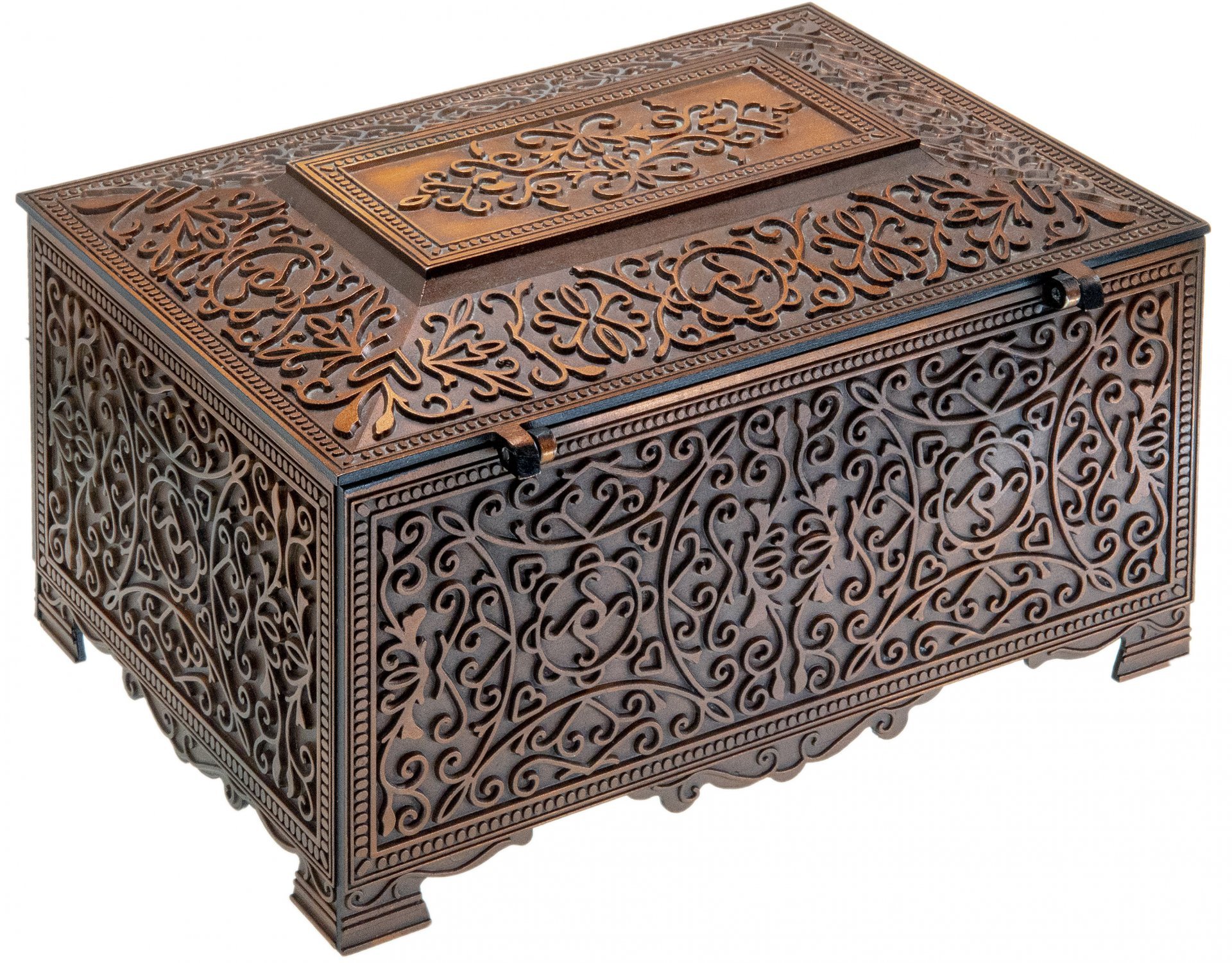 Шкатулка с ажурным декором и ключом, бронза, СССР, 1980-1990 гг.