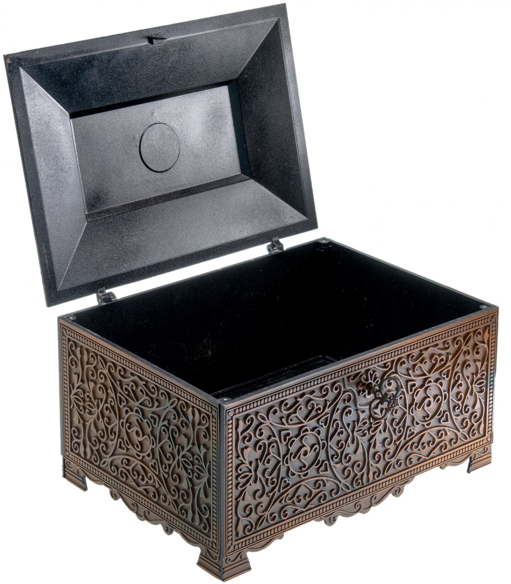 Шкатулка с ажурным декором и ключом, бронза, СССР, 1980-1990 гг.