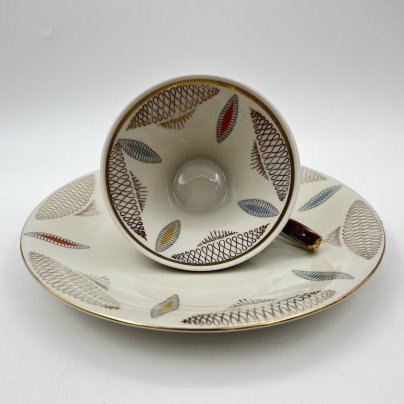 Чайная чашка и десертная тарелка, Winterling Bavaria Germany, фарфор, деколь, золочение, Германия, 1950-1990 гг.