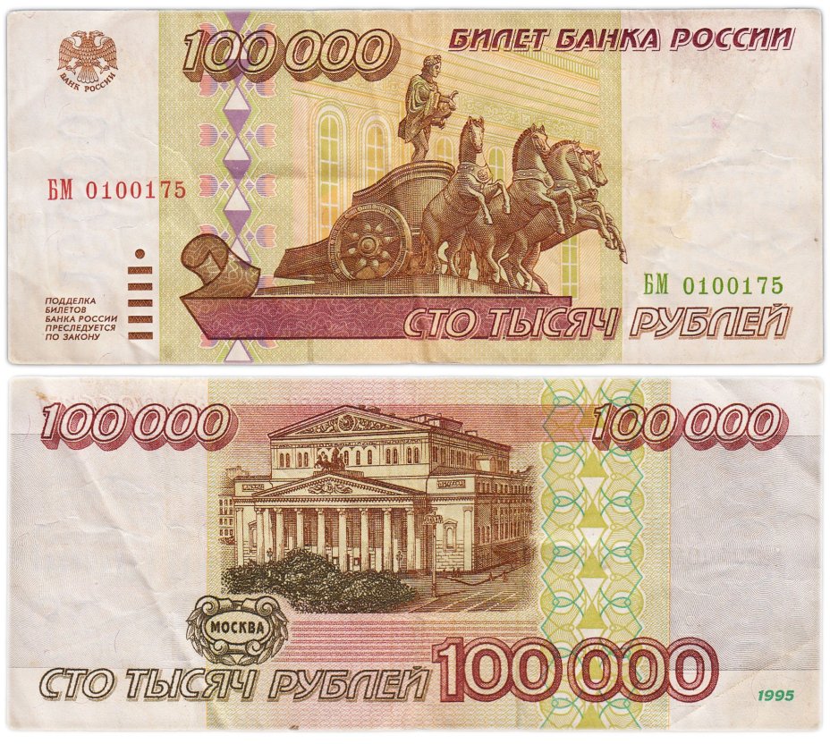 100000 рублей 1995 серия БМ