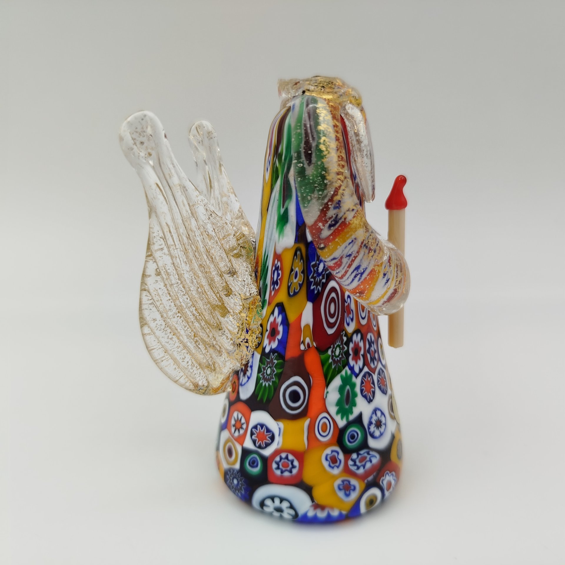 Статуэтка "Ангел со свечой", стекло, техника "millefiori" (миллефиори), сусальное золото, Murano, Италия, 1990-2020 гг.