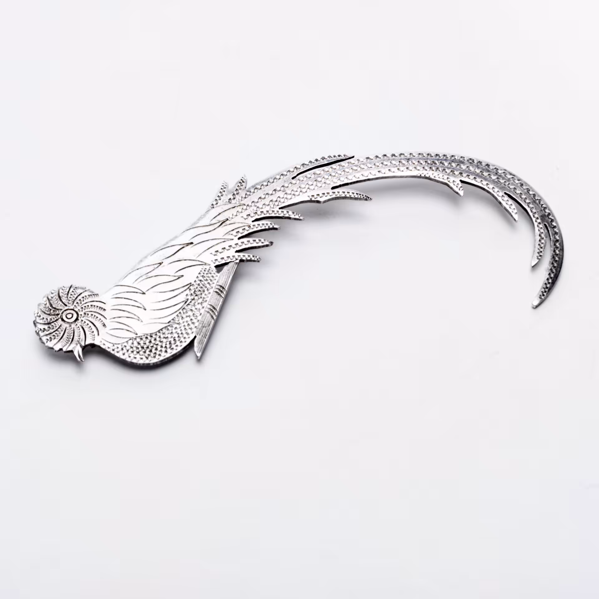Брошь "Райская птица", серебро (по реактиву), клеймо HLEALG GUATES, Америка, 1980-1990 гг.