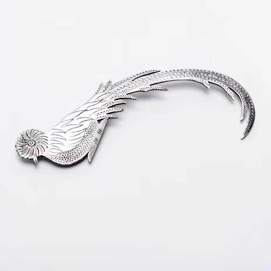 Брошь "Райская птица", серебро (по реактиву), клеймо HLEALG GUATES, Америка, 1980-1990 гг.
