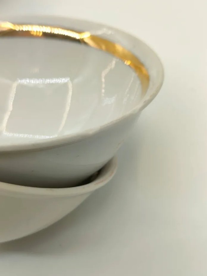 Набор из 3-х пиал "С праздником" (в подборе), фарфор, золочение, Самаркандский фарфоровый завод, СССР, 1975 г.