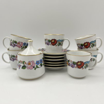 Набор кофейный с ярким цветочным декором на 6 персон (13 предметов)