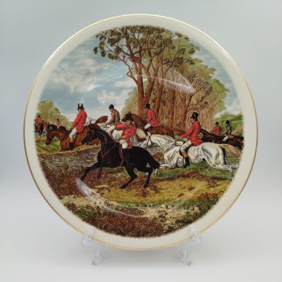Тарелка со сценой охоты, J.F. Herring Sen, фарфор, деколь, золочение, Fenton China Company, Китай, Fenton China Company