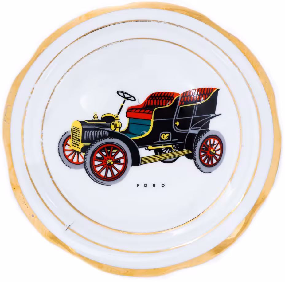 Пепельница "Bugatti", фарфор, деколь, золочение, мануфактура "Aynsley", Англия, 1970-1980 гг.