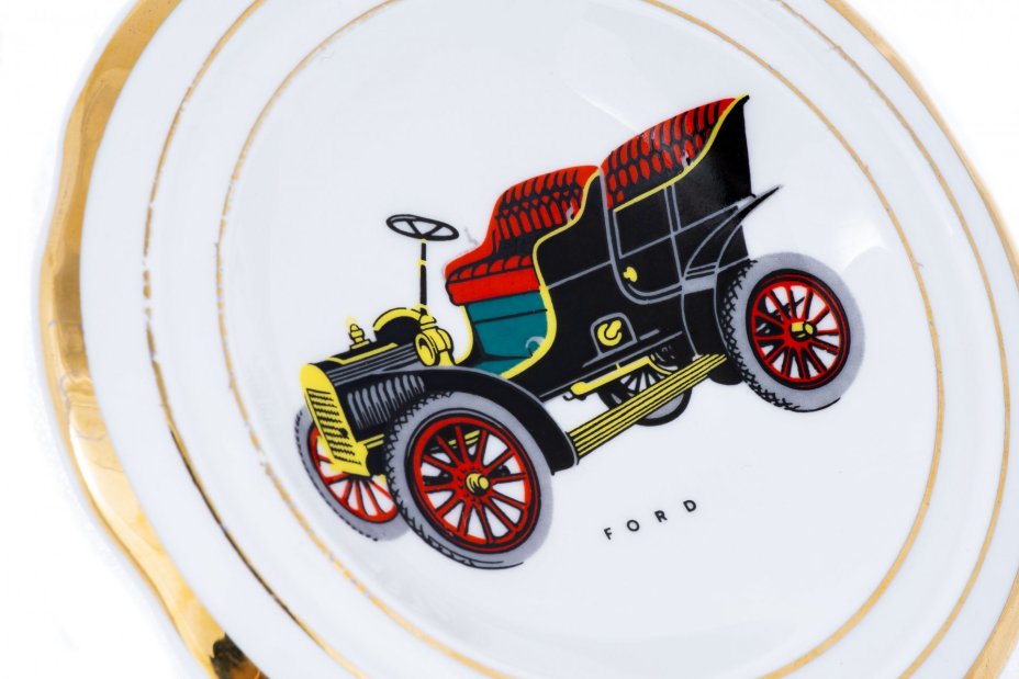 Пепельница "Bugatti", фарфор, деколь, золочение, мануфактура "Aynsley", Англия, 1970-1980 гг.
