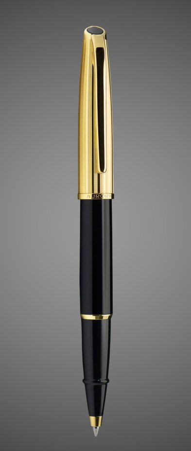 Ручка Роллер Aurora Style Metal Black resin GT, в подарочной коробке, Покрытия: позолота, позолота, смола