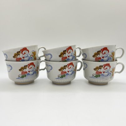 Набор из 6-ти детских чайных чашек, фарфор, деколь, золочение, Тернопольский фарфоровый завод, СССР, 1975-1991 гг.