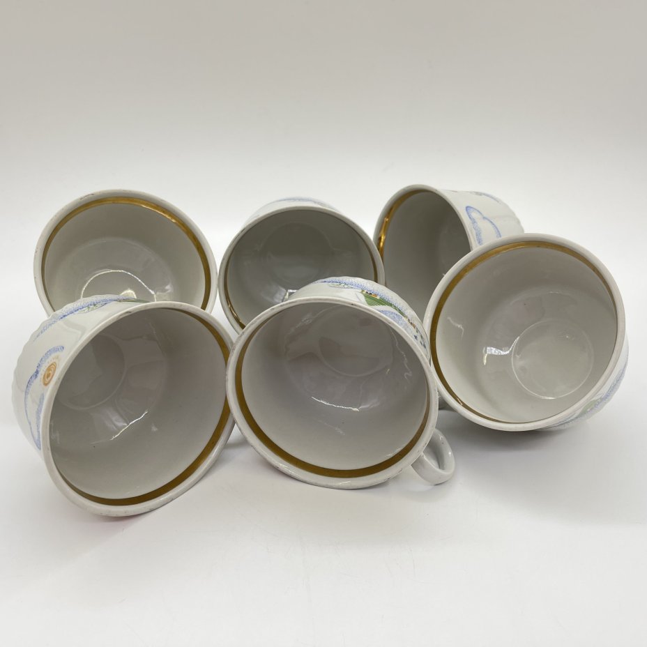 Набор из 6-ти детских чайных чашек, фарфор, деколь, золочение, Тернопольский фарфоровый завод, СССР, 1975-1991 гг.