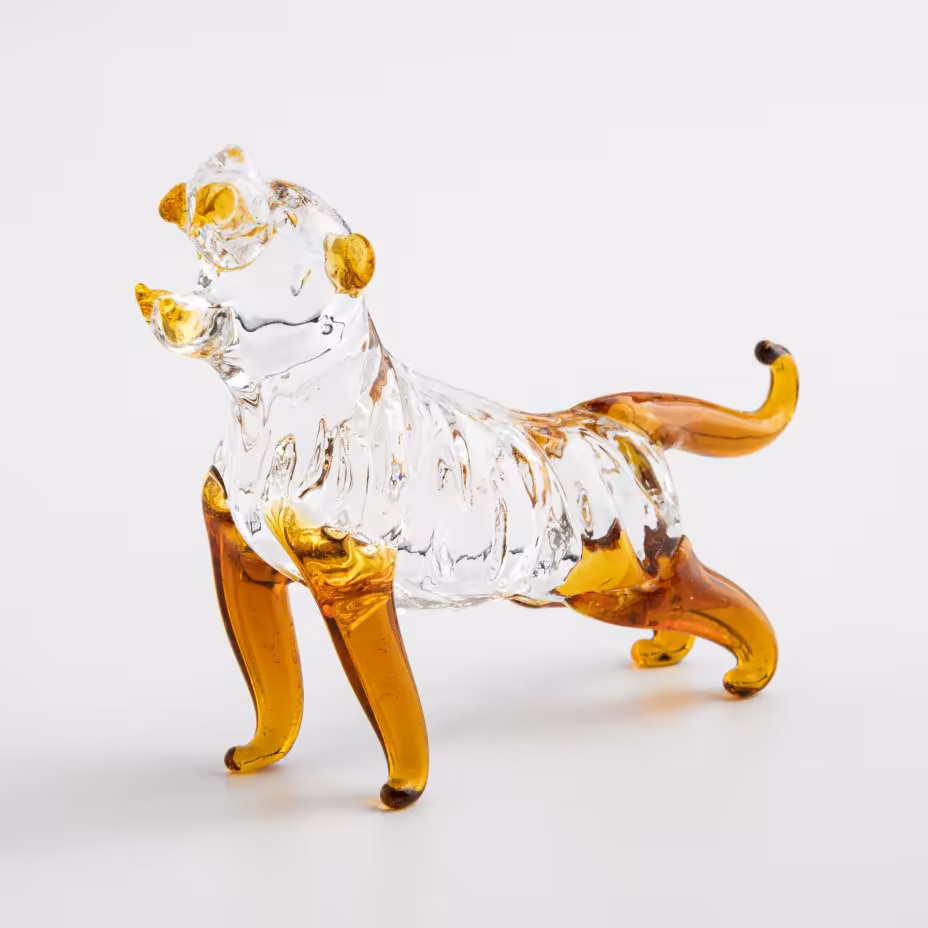 Фигурка декоративная "Тигр", цветное стекло, СССР, 1970-1990 гг.