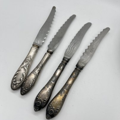 Набор из 4 ножей с волнистым лезвием (для сыра и хлеба) "Пламя" (подбор)