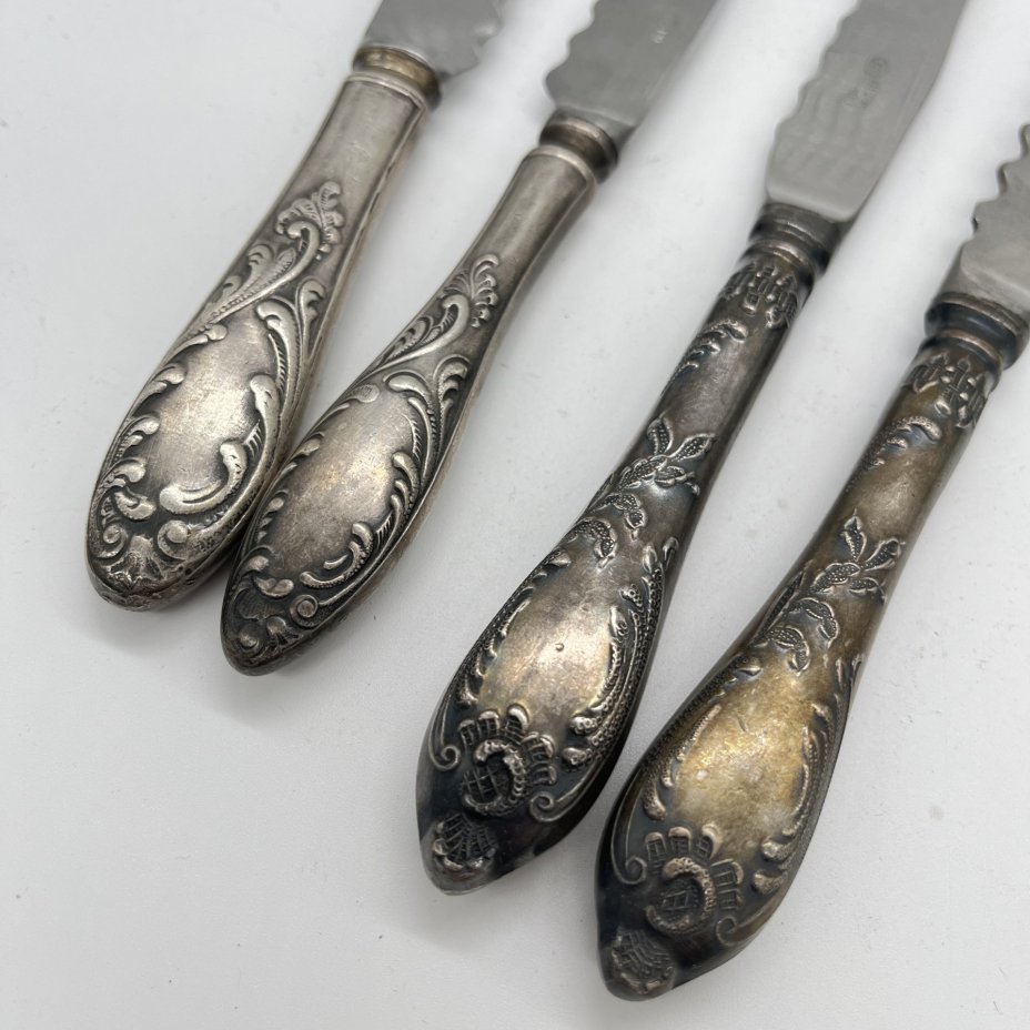 Набор из 4 ножей с волнистым лезвием (для сыра и хлеба) "Пламя" (подбор)