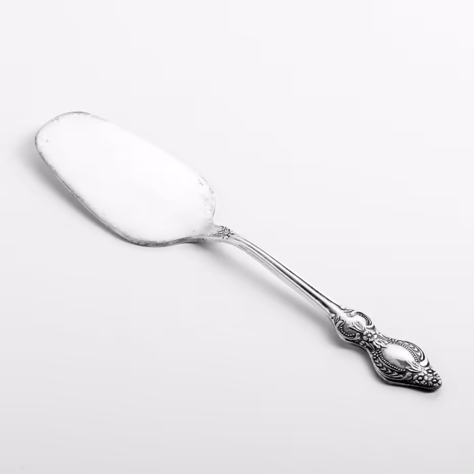 Лопатка сервировочная с фигурной ручкой, мельхиор, Режевский механический завод, г. Реж, СССР, 1970-1990 гг., Режевский механический завод (РМ)