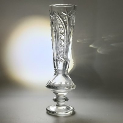 Ваза (кубок) с резным растительным декором, хрусталь, алмазная грань, СССР, 1970-1990 гг.