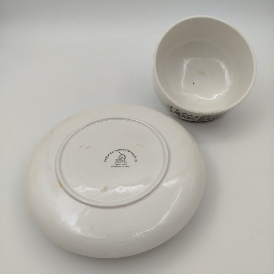 Маслёнка с растительным декором, фаянс, деколь, Enoch Wedgwood (Tunstall) Ltd., Великобритания, 1960-1980 гг.