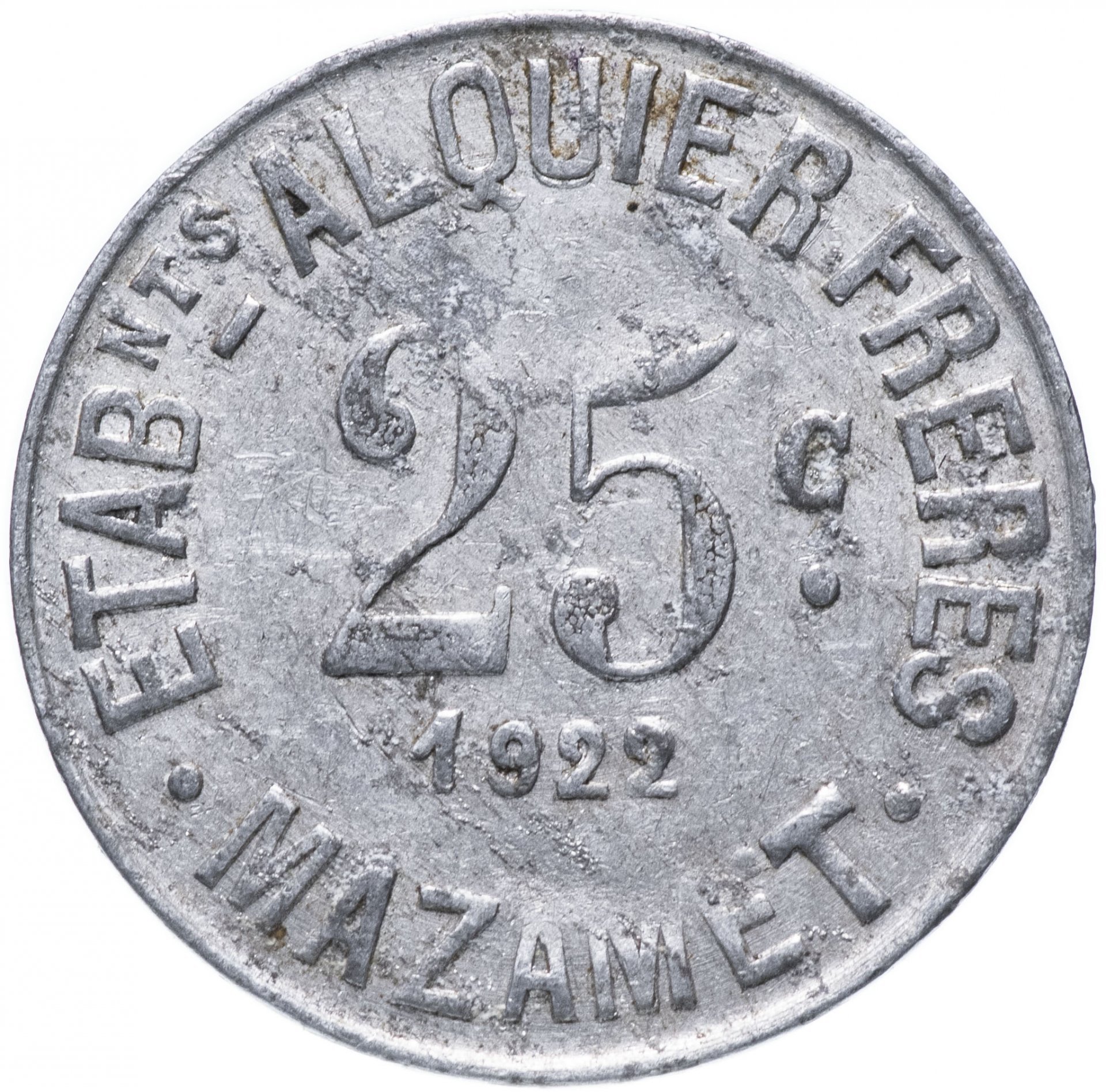 Нотгельд Франция 25 сантимов "Коммуна Мазаме" 1922