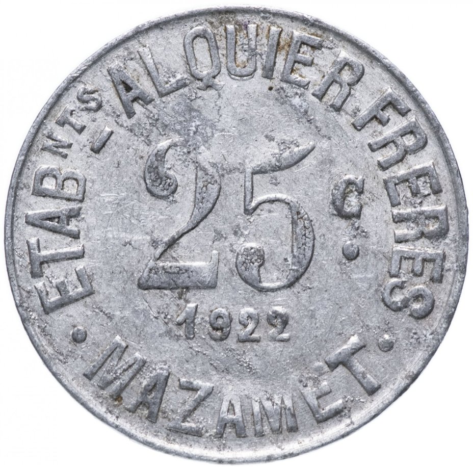 Нотгельд Франция 25 сантимов "Коммуна Мазаме" 1922