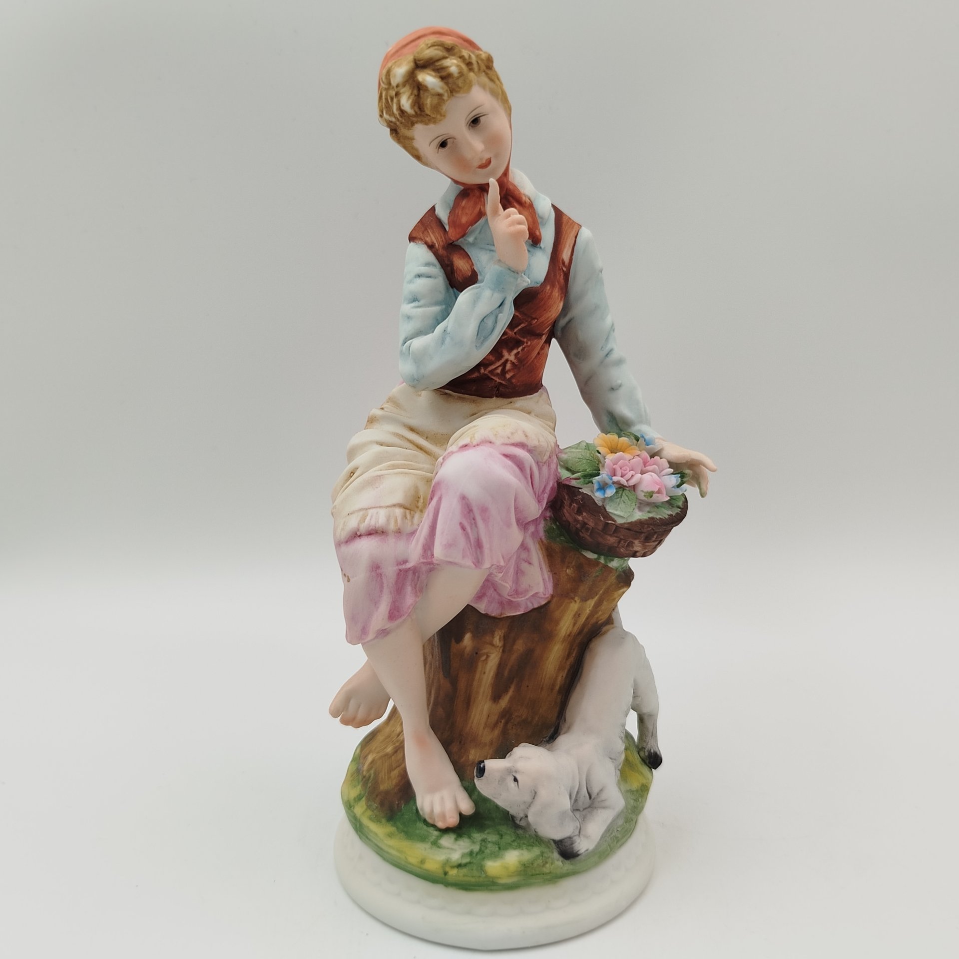 Статуэтка "Девочка с собакой", фарфор, роспись, Япония, 1970-1990 гг.