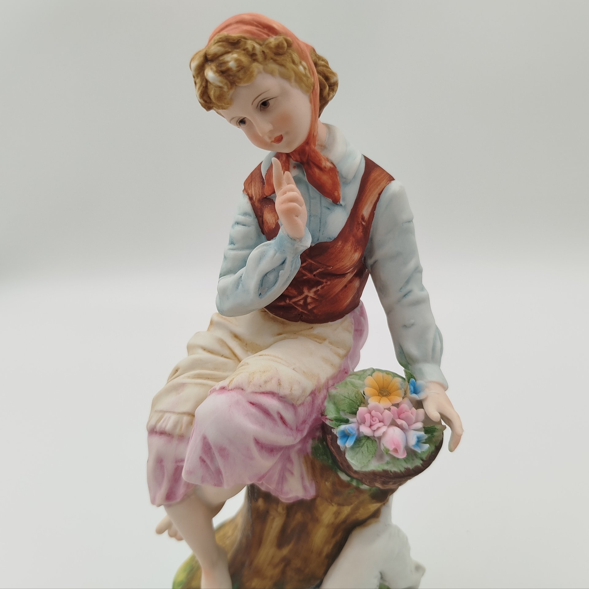 Статуэтка "Девочка с собакой", фарфор, роспись, Япония, 1970-1990 гг.