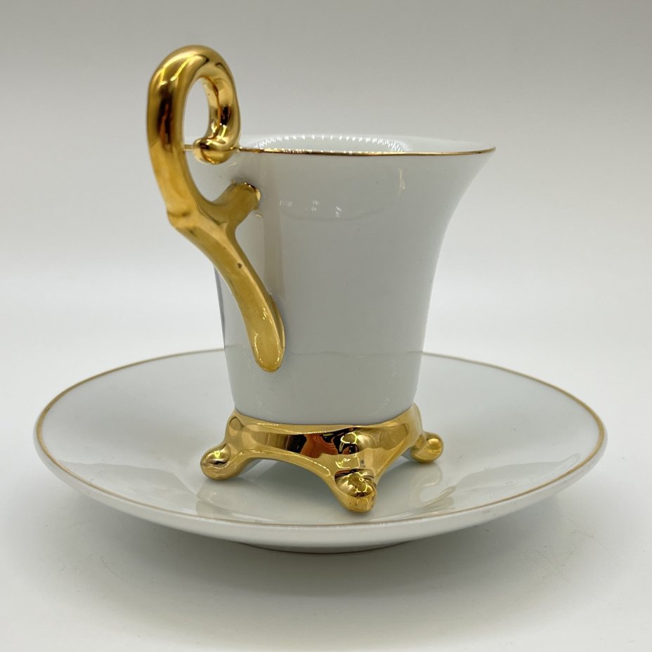 Кофейная пара с изображением Людвига ван Бетховена, фарфор, деколь, золочение, Reutter Porzellan, Германия, 2000-2010 гг.