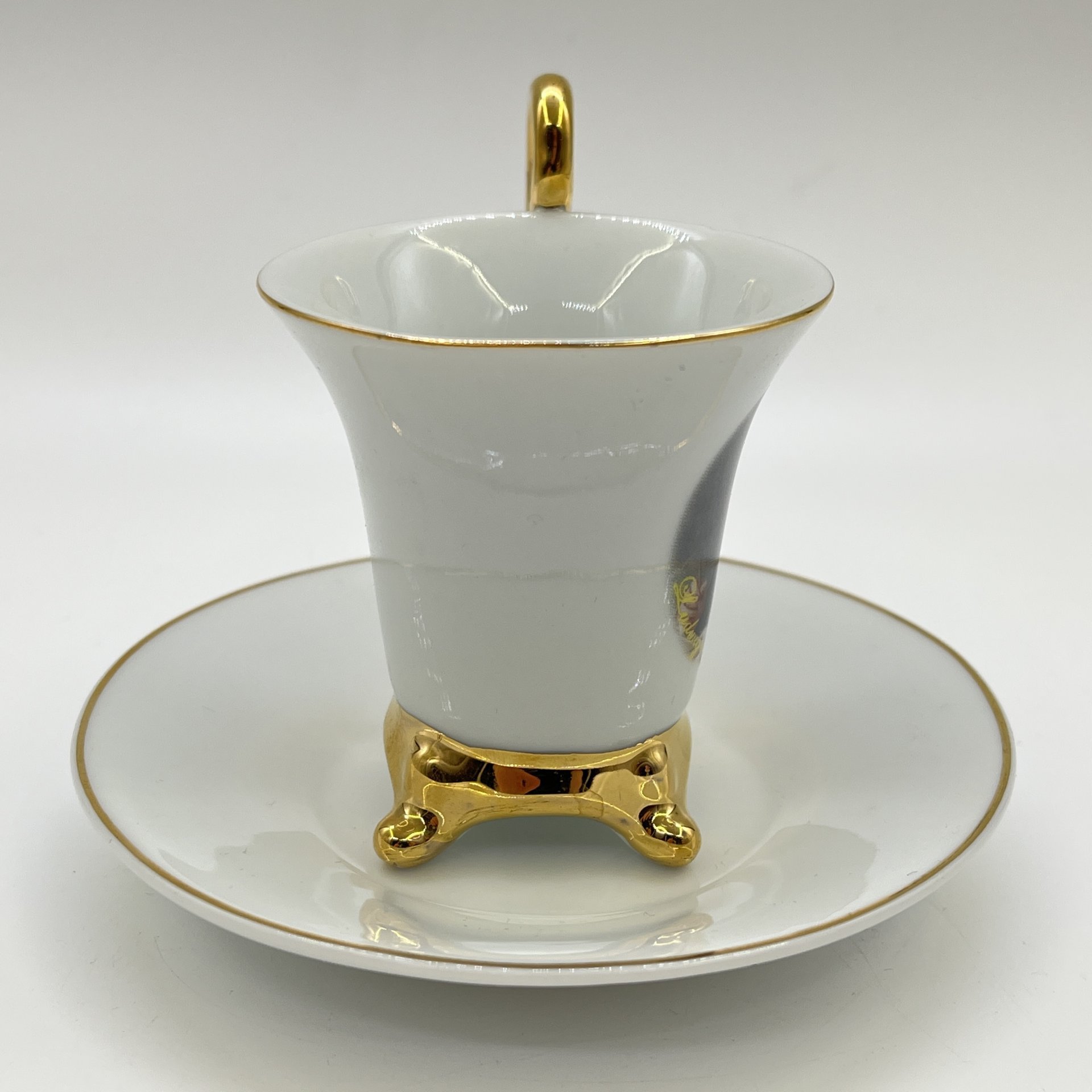 Кофейная пара с изображением Людвига ван Бетховена, фарфор, деколь, золочение, Reutter Porzellan, Германия, 2000-2010 гг.