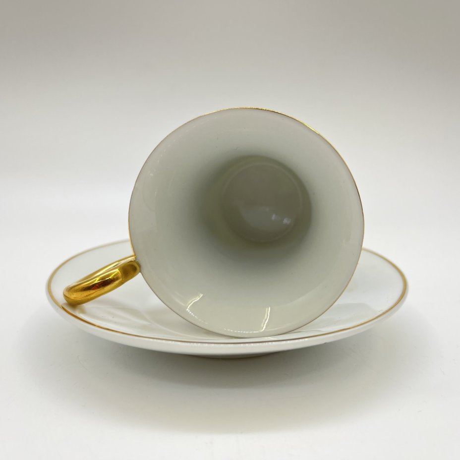 Кофейная пара с изображением Людвига ван Бетховена, фарфор, деколь, золочение, Reutter Porzellan, Германия, 2000-2010 гг.