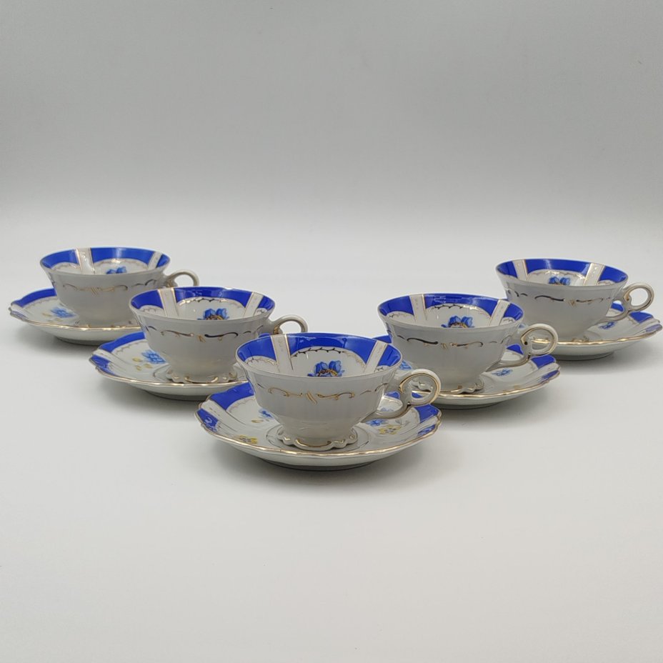 Сервиз кофейный на 5 персон (16 предметов), украшенный цветочным декором, фарфор, крытье, деколь, золочение, Stadtilmer Porzellan, Германия, 1950-1970 гг.