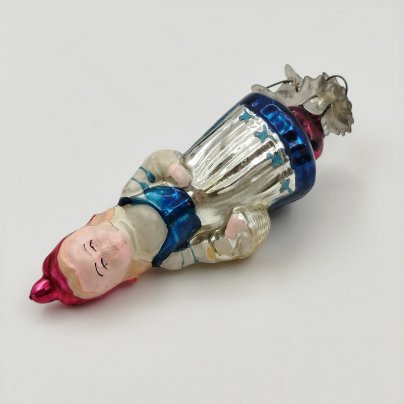 Игрушка ёлочная на прищепке "Красная шапочка", стекло, металл, роспись, Завод стеклянных ёлочных украшений и оптических изделий, г. Москва, СССР, 1950-1980 гг., Завод стеклянных ёлочных украшений и оптических изделий