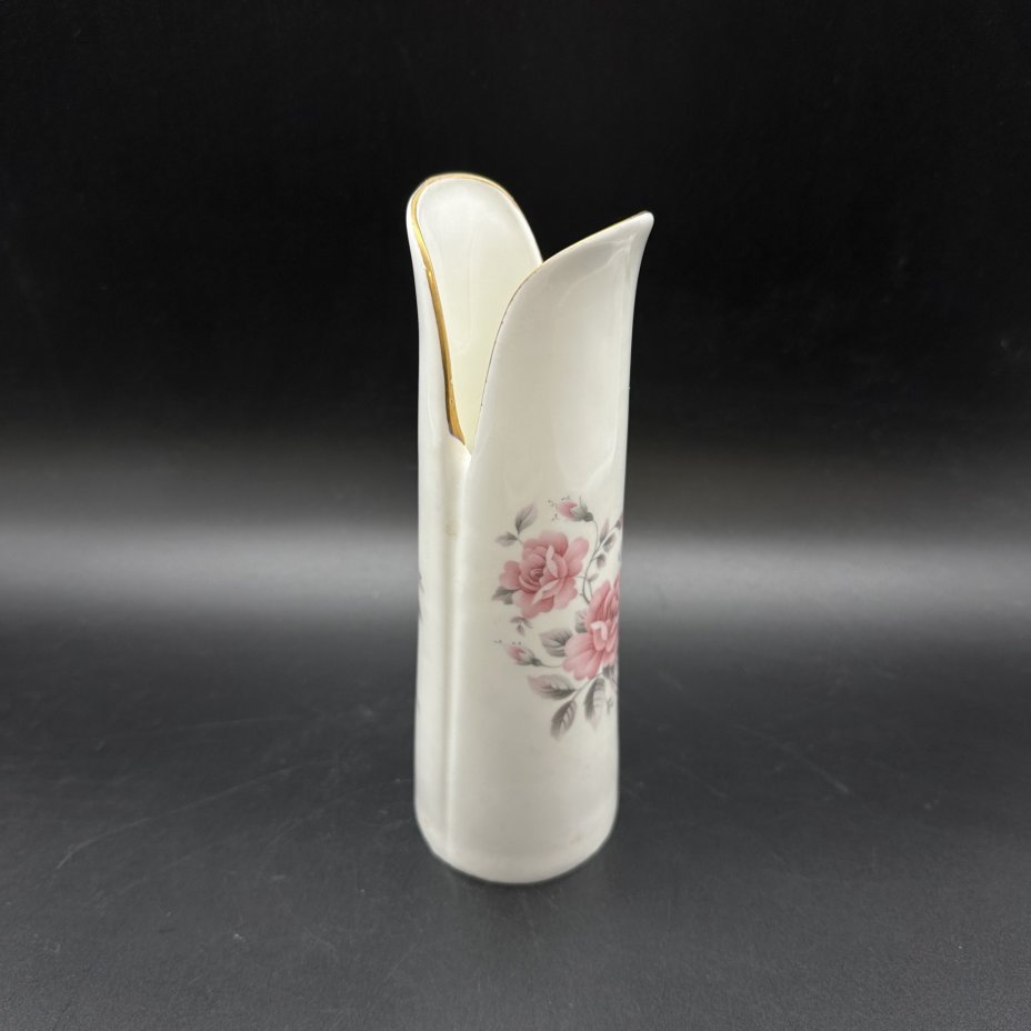 Ваза миниатюрная с цветочным декором, фарфор, деколь, золочение, Hitkari Potteries, Индия, 1990-2010 гг.