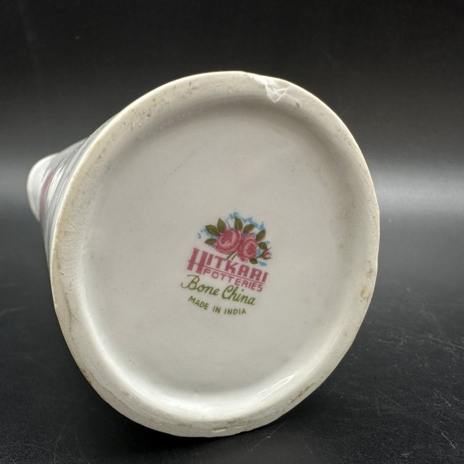 Ваза миниатюрная с цветочным декором, фарфор, деколь, золочение, Hitkari Potteries, Индия, 1990-2010 гг.