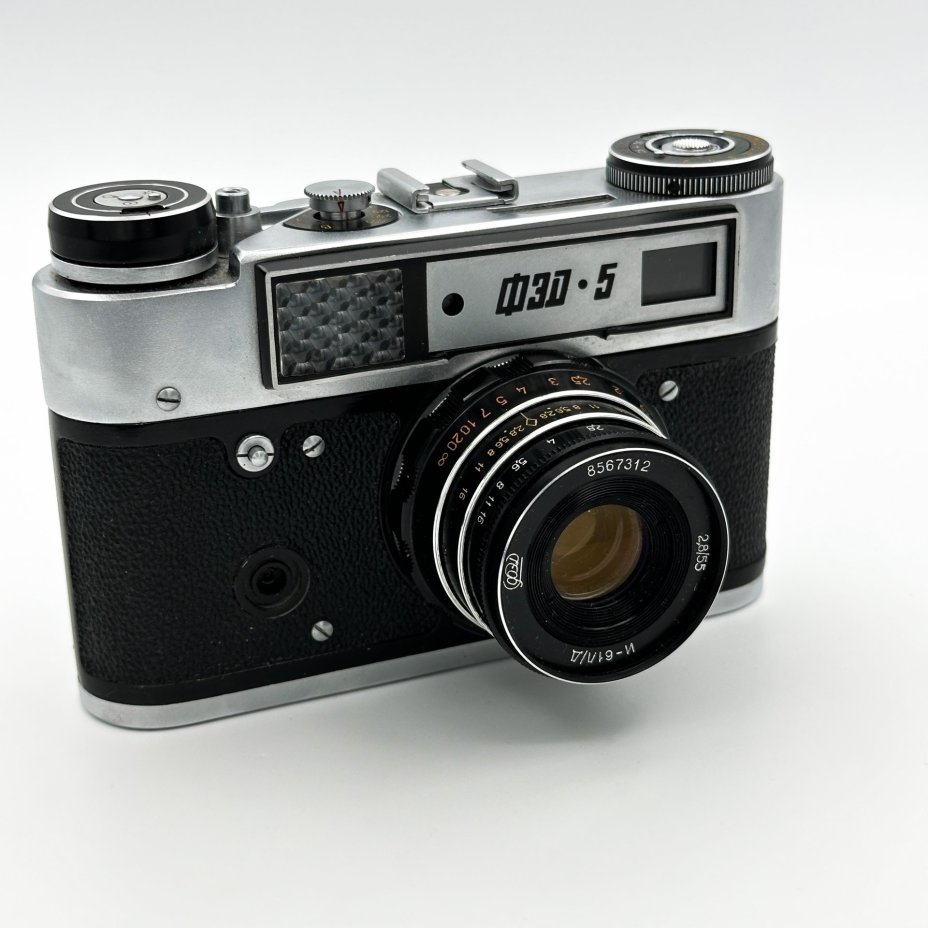 Фотоаппарат "ФЭД-5" с объективом "Индустар-61 Л/Д" в оригинальном кофре, металл, пластик, стекло, кожа, Харьковский машиностроительный завод им. Дзержинского (ФЭД), Харьковский машиностроительный завод им. Дзержинского (ФЭД)