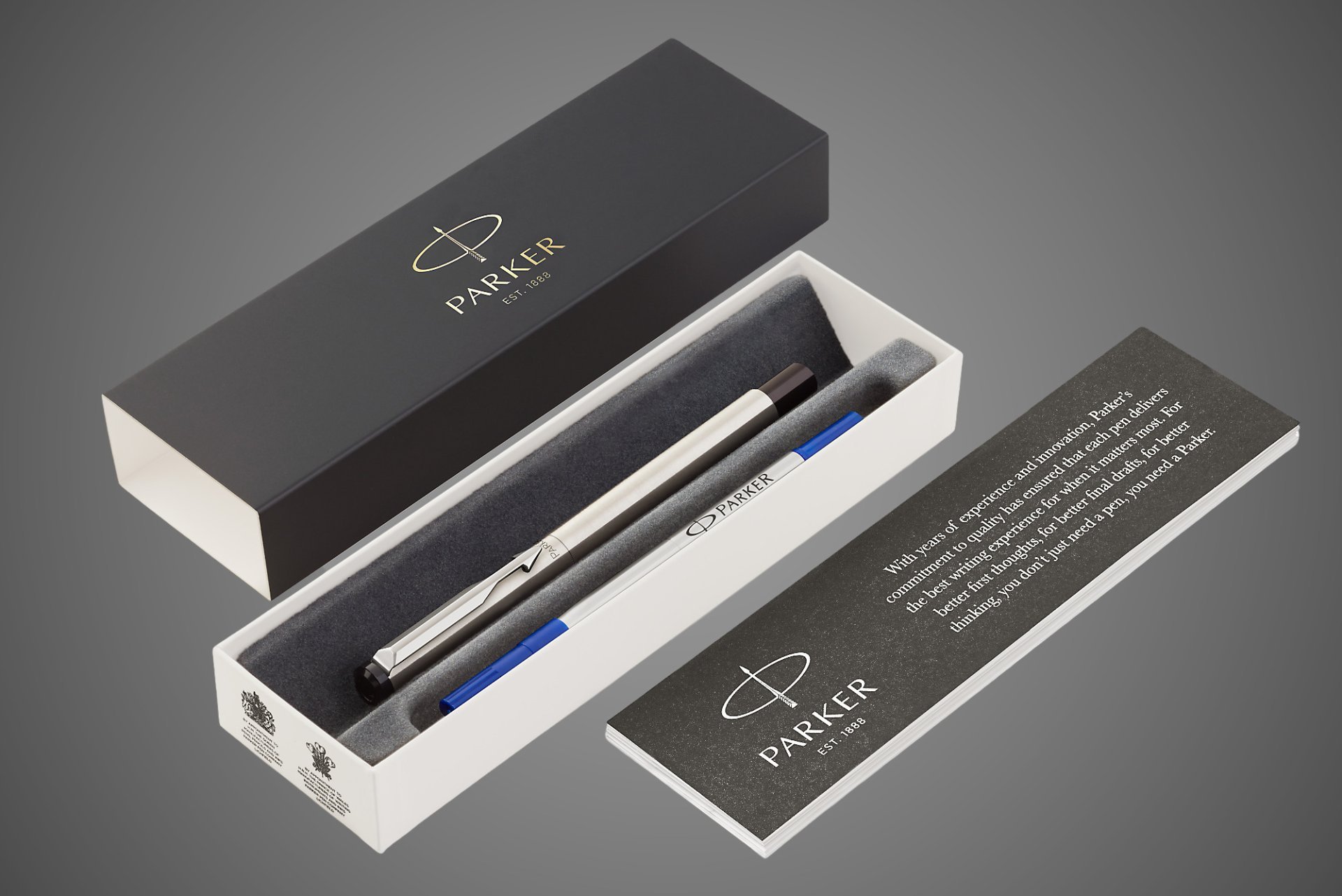 Ручка-роллер Parker Vector Т03 CT, цвет: Steel, стержень: M, цвет чернил:blue , в подарочной упаковке, Металлы: латунь, нержавеющая сталь, хром