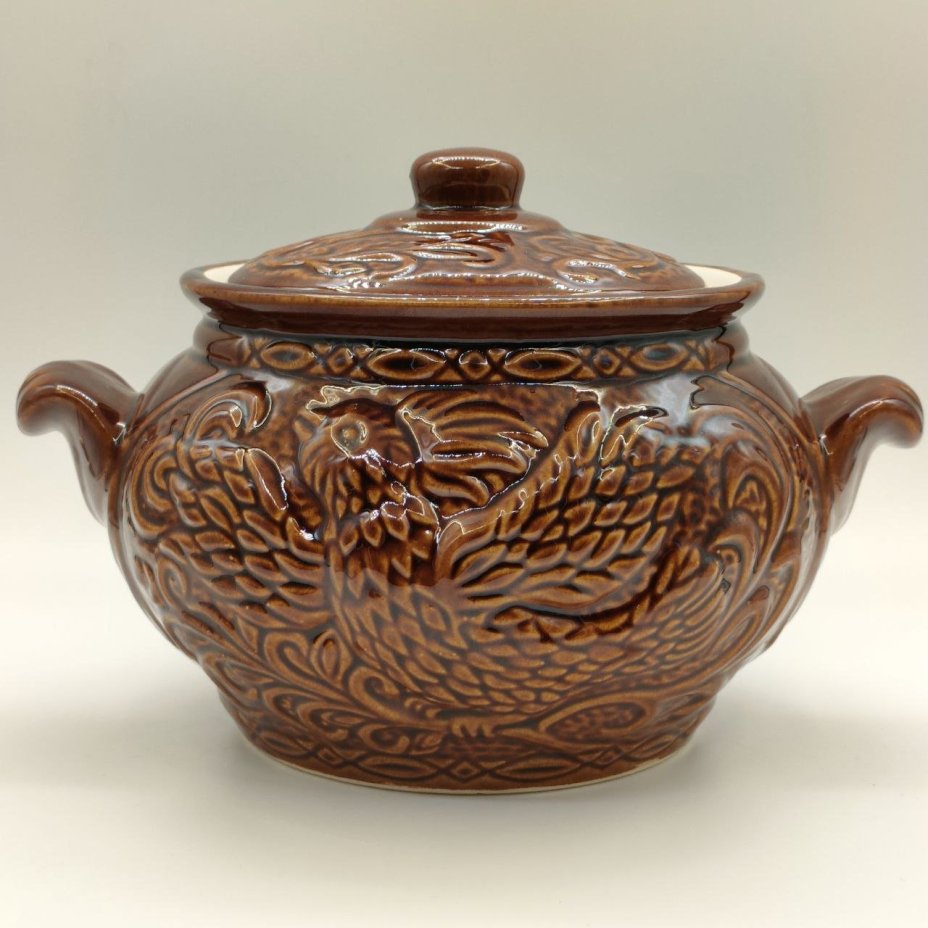 Горшочек для запекания с рельефным декором "Жар-птица"