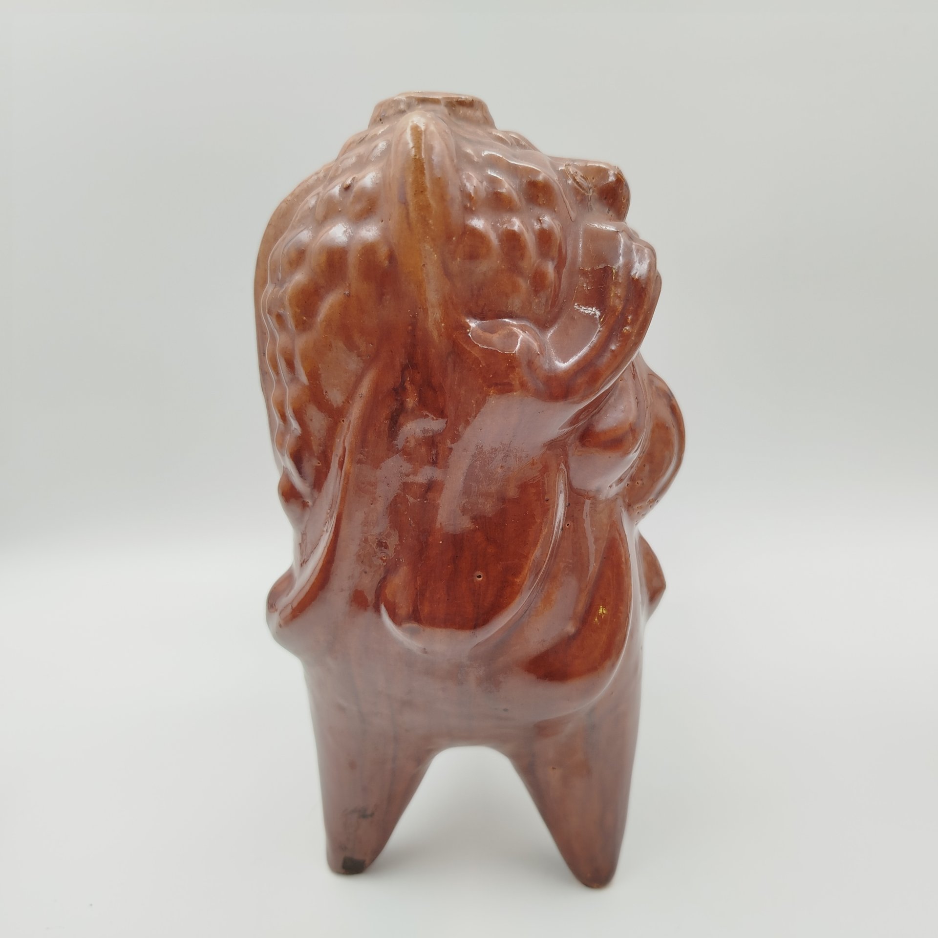 Зооморфный сосуд (кувшин, лембик) "Лев", керамика, поливы, Опошня, СССР, 1960-1980 гг.