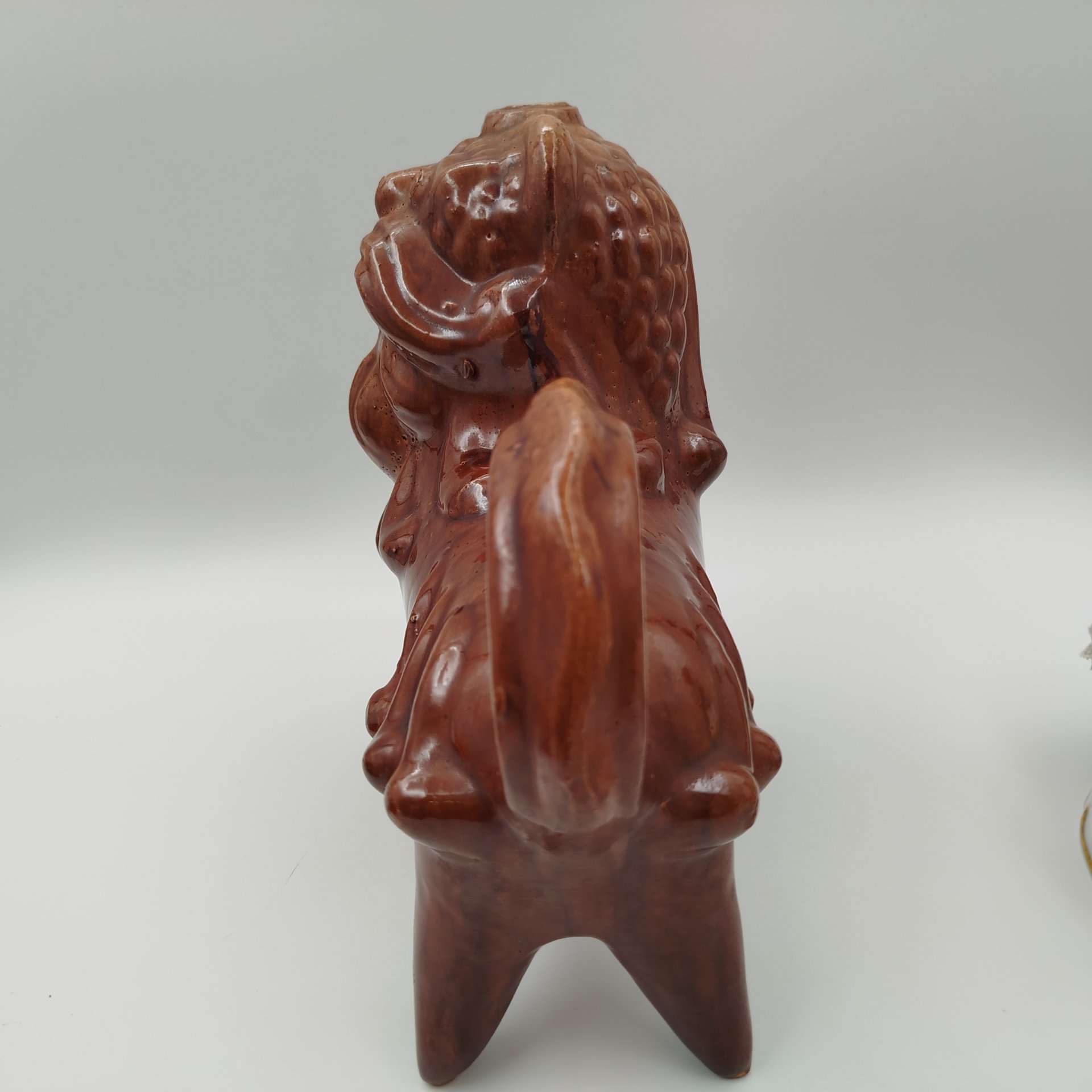 Зооморфный сосуд (кувшин, лембик) "Лев", керамика, поливы, Опошня, СССР, 1960-1980 гг.