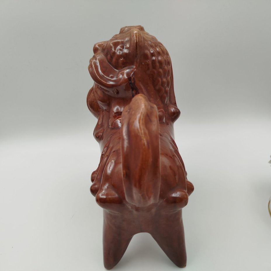 Зооморфный сосуд (кувшин, лембик) "Лев", керамика, поливы, Опошня, СССР, 1960-1980 гг.