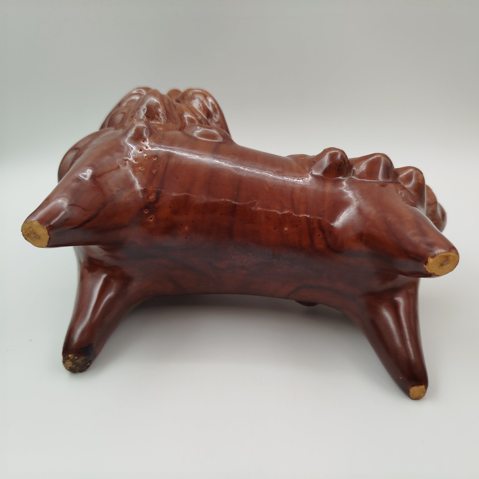 Зооморфный сосуд (кувшин, лембик) "Лев", керамика, поливы, Опошня, СССР, 1960-1980 гг.