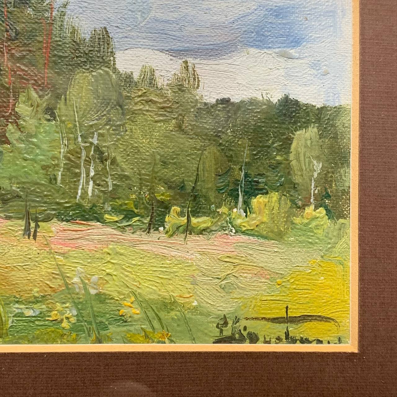 Картина "Серый день", художник Коновалюк Ф.З. (1890-1984), картон, масло, в раме с паспарту, СССР