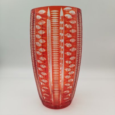 Ваза "Листики", стекло, алмазная грань, Стекольный завод «Красный май», СССР, 1960-1980 гг.