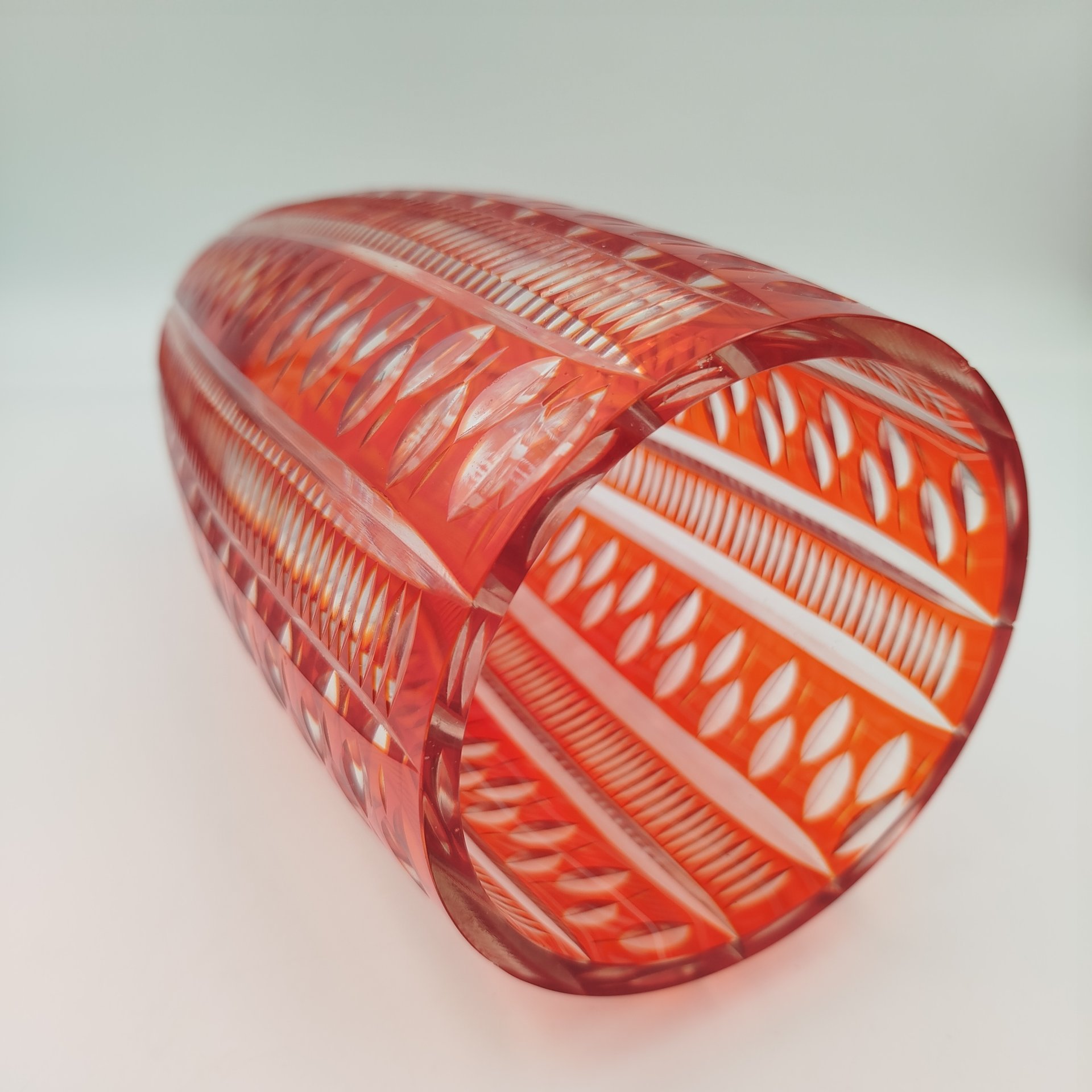 Ваза "Листики", стекло, алмазная грань, Стекольный завод «Красный май», СССР, 1960-1980 гг.