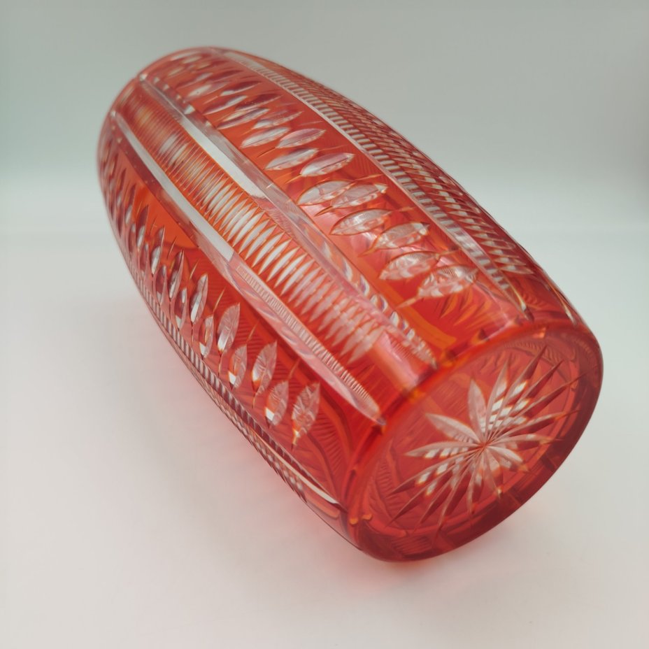 Ваза "Листики", стекло, алмазная грань, Стекольный завод «Красный май», СССР, 1960-1980 гг.