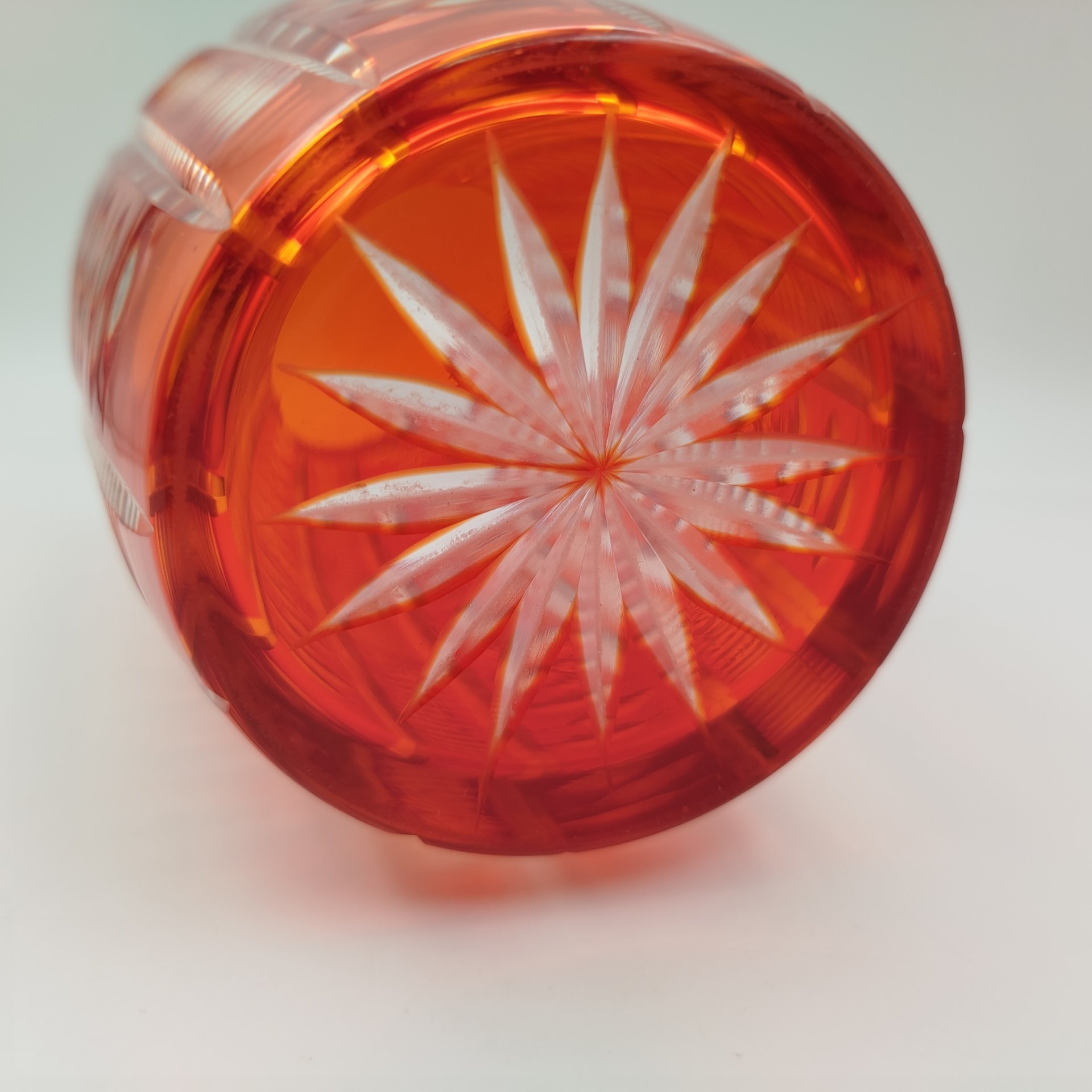 Ваза "Листики", стекло, алмазная грань, Стекольный завод «Красный май», СССР, 1960-1980 гг.