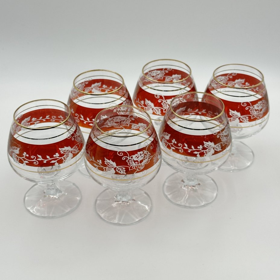Набор из 6 бокалов с цветочным декором для подачи коньяка, Bohemia Crystal (Bohemia Glass)