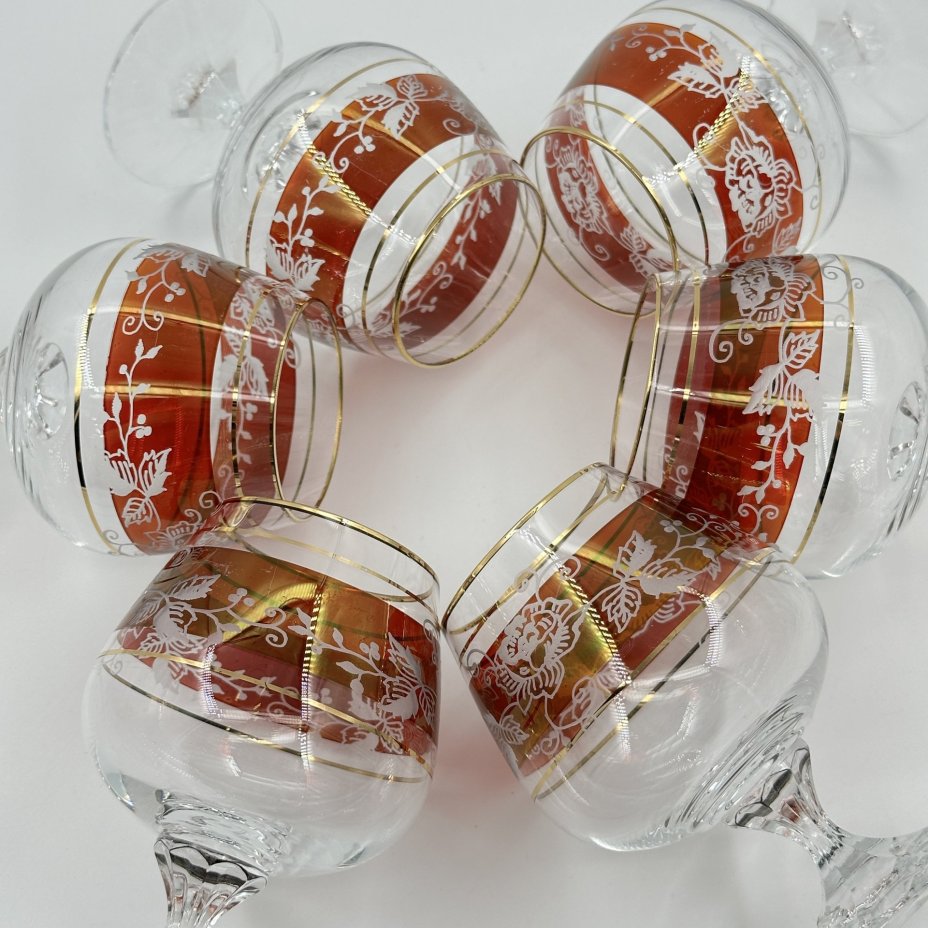 Набор из 6 бокалов с цветочным декором для подачи коньяка, Bohemia Crystal (Bohemia Glass)