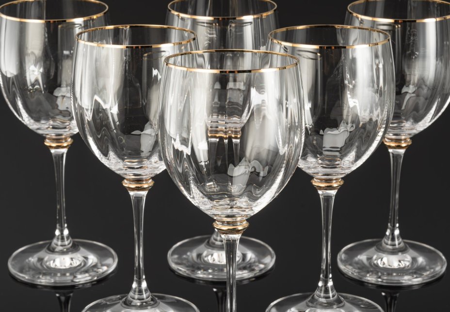 Набор бокалов для вина с рельефным декором на 6 персон