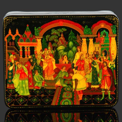 Шкатулка "Садко", автор А. Котов, папье-маше, роспись, лак, Палех, СССР, 1970-1990 гг.