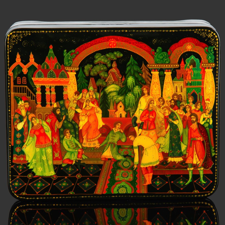 Шкатулка "Садко", автор А. Котов, папье-маше, роспись, лак, Палех, СССР, 1970-1990 гг.