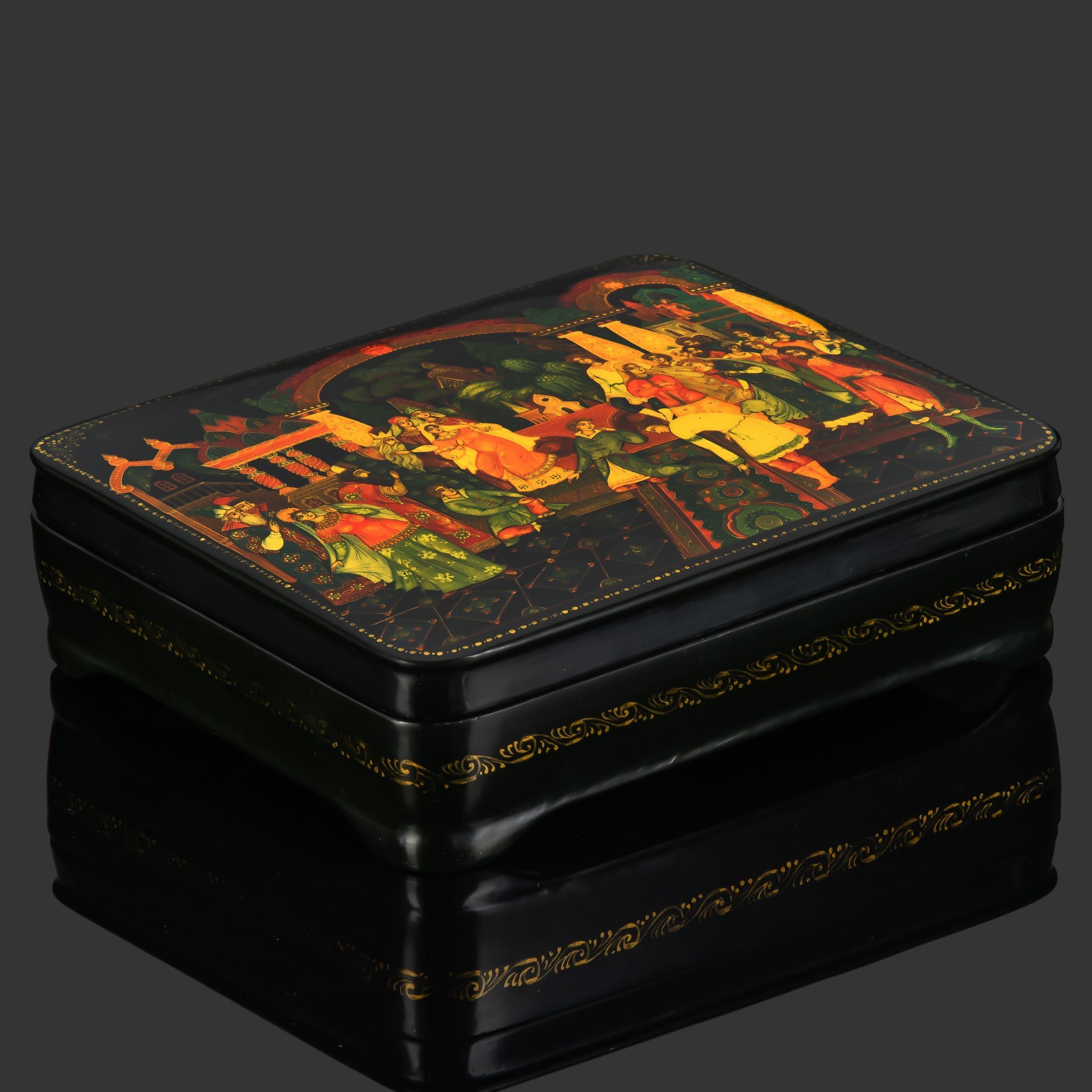 Шкатулка "Садко", автор А. Котов, папье-маше, роспись, лак, Палех, СССР, 1970-1990 гг.